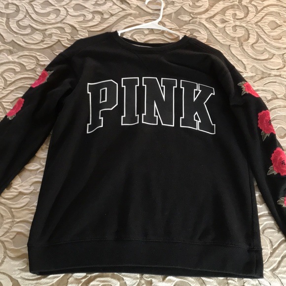 PINK Victoria's Secret Sweaters - PINK Victoria’s Secret Black Embroidered Sweater